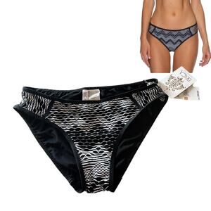 NEW Becca Reveal Crochet Hipster BIKINI BOTTOMS XS Black Women's Swim Wear NWT
